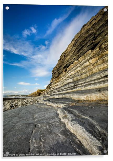 Welsh Slate Cliffs Acrylic by David Macdiarmid