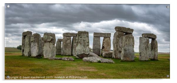 Stonehenge Panorama Acrylic by David Macdiarmid