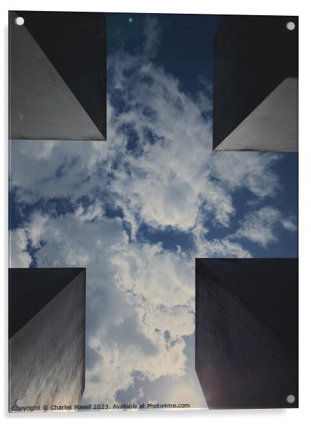 Looking up through the Holocaust Memorial, Berlin Acrylic by Charles Powell