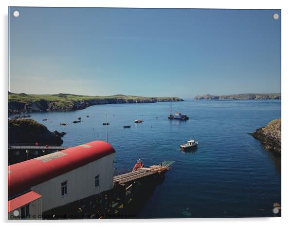 Justinians RNLI pembrokeshire Acrylic by Charles Powell