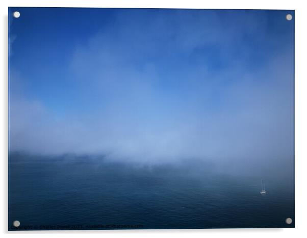 Sea fog yacht Acrylic by Charles Powell