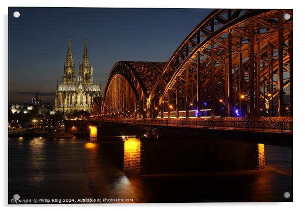 Cologne Cathedral and Hohenzollern Bridge Acrylic by Philip King