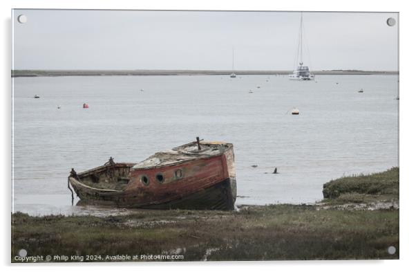 Old Boat at Orford, Suffolk Acrylic by Philip King