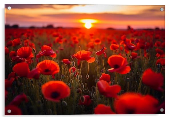 Sunset at the Poppy Field  Acrylic by CC Designs