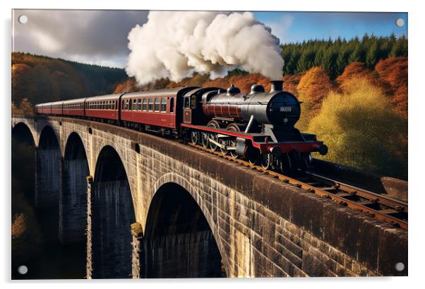 Steam train  Acrylic by CC Designs