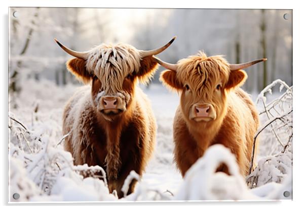 Scottish Highland Cattle  Acrylic by CC Designs