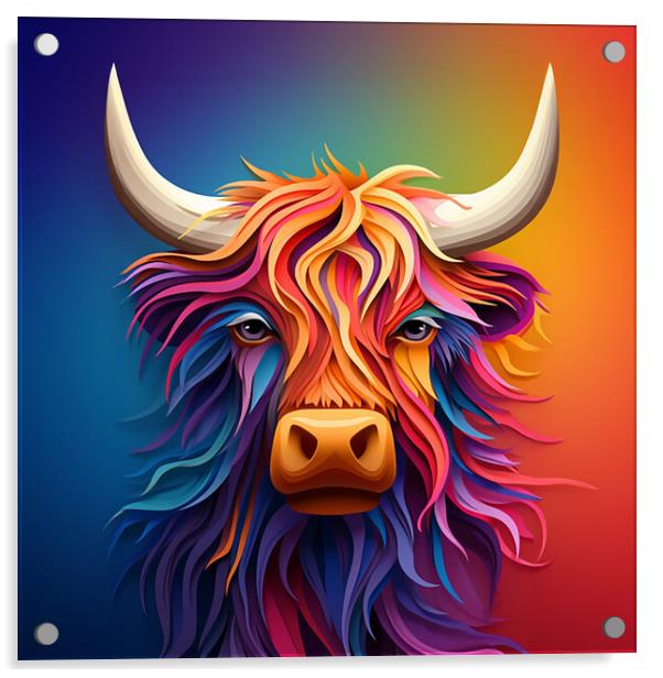 The Highland Cow Square  Acrylic by CC Designs