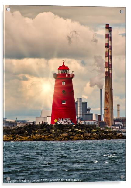 Poolbeg Lighthouse Dublin's Waterfront Silhouette Acrylic by Fabrice Jolivet