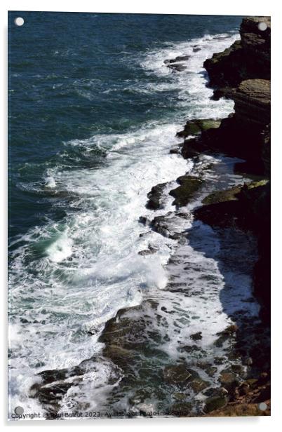 Waves on the rocks, Filey Brigg 4 Acrylic by Paul Boizot