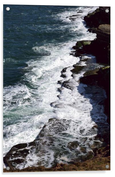 Waves on the rocks, Filey Brigg 3 Acrylic by Paul Boizot
