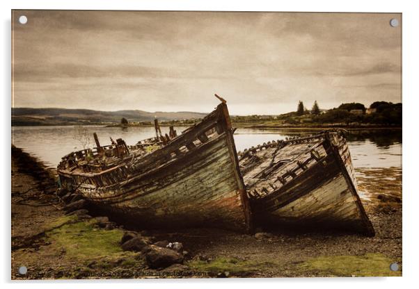 Wrecked Ships at Salen, Mull Acrylic by Lesley Carruthers