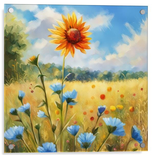 Sunny Skies and Wildflowers Acrylic by Victor Nogueira