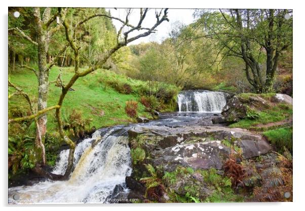 cascade on the Caerfanell river , Brecon Beacons , Acrylic by Jonny Angle