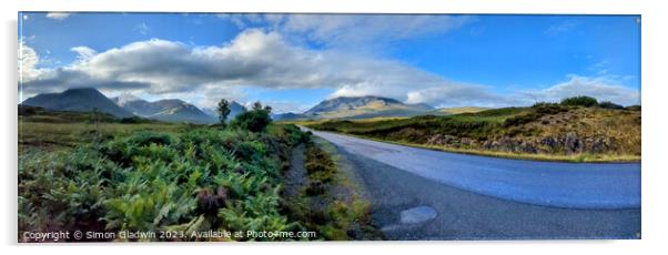 A Panoramic image of the Cuillin Hills on the Isle Acrylic by Simon Gladwin