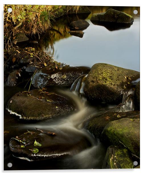 Padley Gorge,Winding Water Acrylic by Simon Gladwin
