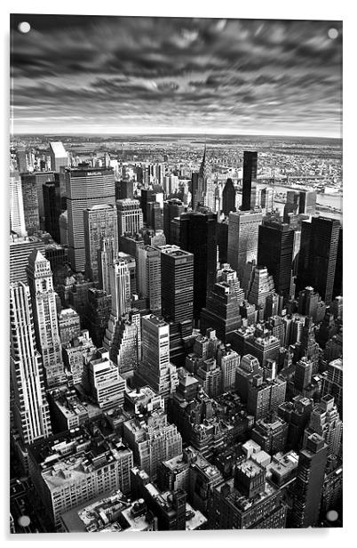 View from the Empire State Building in Black and W Acrylic by Simon Gladwin