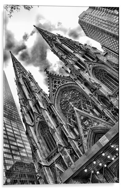 St Patricks Cathedral in Black and White Acrylic by Simon Gladwin
