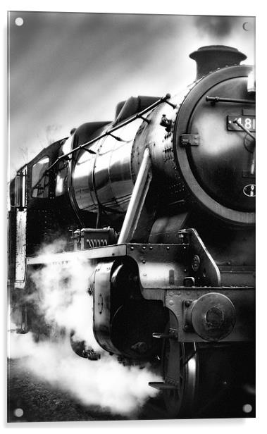 Black and White Train Acrylic by Simon Gladwin