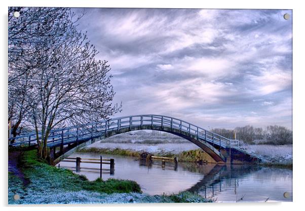 Sileby Mill Bridge Acrylic by Simon Gladwin