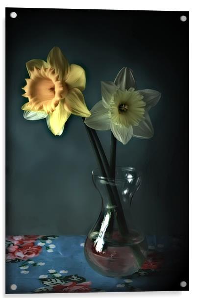 Daffs and Vase Acrylic by Simon Gladwin