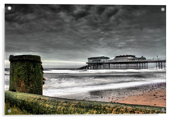 Cromer Pier and Break-water, Norfolk Acrylic by Simon Gladwin