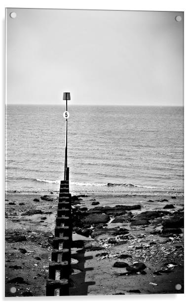 Groyne Number 5, Hunstanton in Black and White Acrylic by Simon Gladwin
