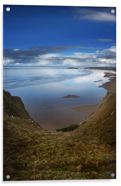 Rhossili Bay, Gower Peninsula,Wales Acrylic by Simon Gladwin