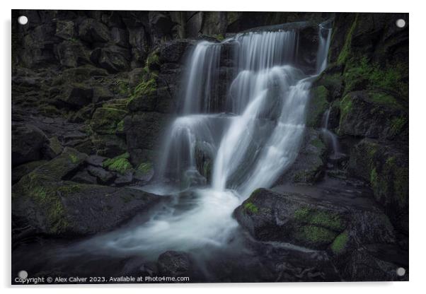 Derbyshire Waterfall Acrylic by Alex Calver