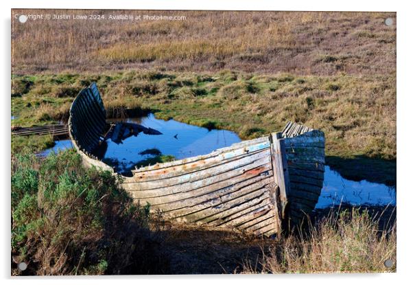 The Old Boat at Blakeney Point Acrylic by Justin Lowe