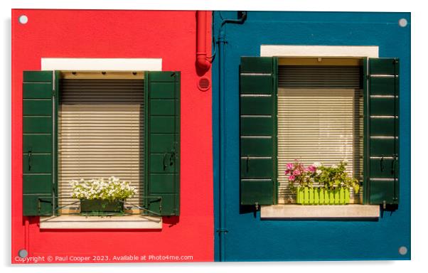 Contrasting colourful windows, Burano. Acrylic by Bailey Cooper