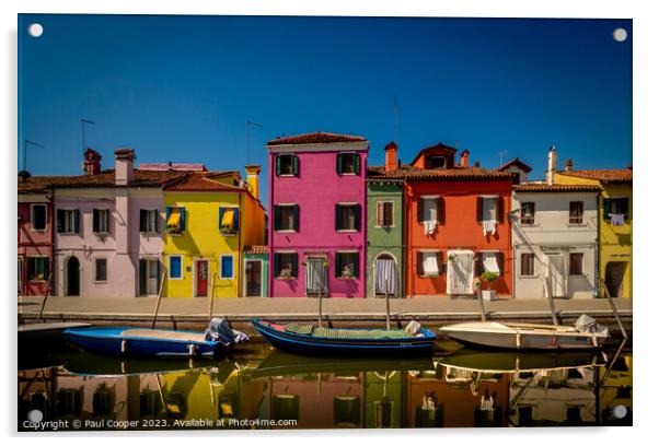 Colourful houses and boats, Burano, Italy. Acrylic by Bailey Cooper