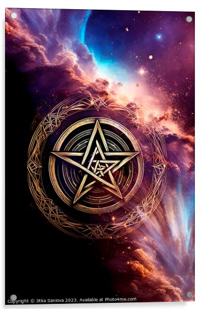 Magic pentagram  Acrylic by Jitka Saniova
