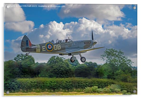  Spitfire Taking Off Acrylic by Paul Mitchell