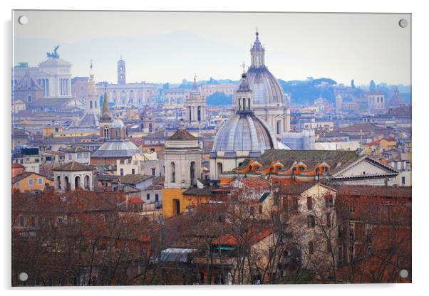 Panorama of the old town from the roof of the castle, Rome, Italy Acrylic by Virginija Vaidakaviciene