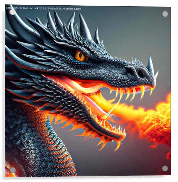 Fire Breathing Dragon  Acrylic by Joshua Hark
