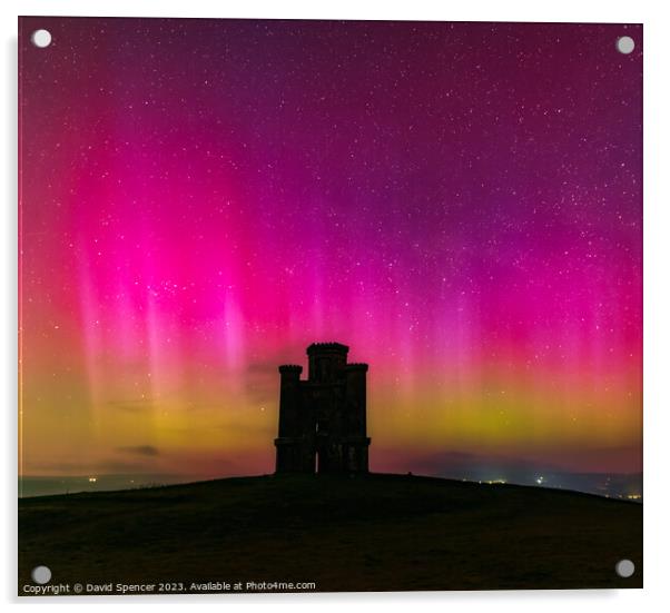 Northern Lights Paxtons Tower  Acrylic by David Spencer
