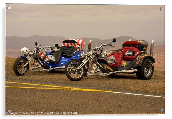 American Chopper Trikes  Motorcycles  Acrylic by James Allen