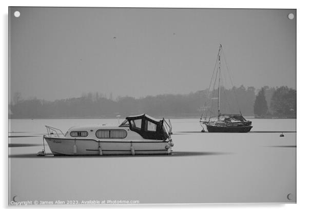 Oulton Broad Everitts Park Lowestoft Suffolk Snowe Acrylic by James Allen