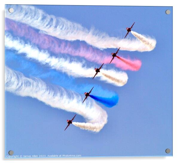 Red Arrow performing at Lowestoft Seafront Air Fes Acrylic by James Allen