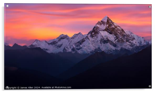 Mount Everest At Sunset  Acrylic by James Allen