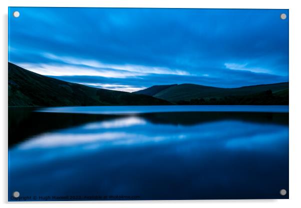 Dawn light at Glenbuck Loch in Ayrshire, Scotland. Acrylic by Hugh Maxwell