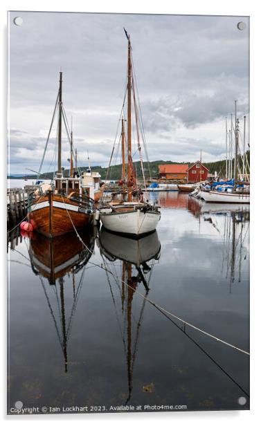 Boat reflection in the fjord Acrylic by Iain Lockhart