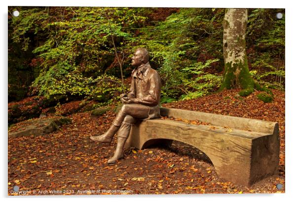 Robert Burns statue at  Birks of Aberfeldy, Tay Fo Acrylic by Arch White