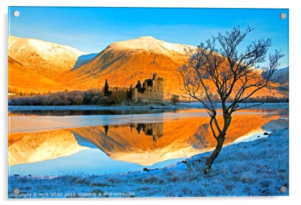 Kilchurn Castle reflected in Loch Awe, Argyll and  Acrylic by Arch White