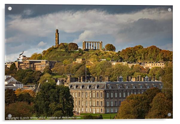 Edinburgh architecture viewed from Holyrood Park, Scotland, UK Acrylic by Arch White