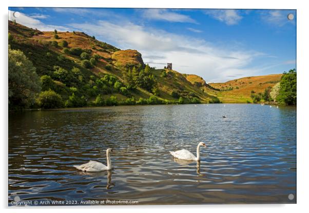 St Margaret's Loch, Holyrood Park, Edinburgh, Scot Acrylic by Arch White