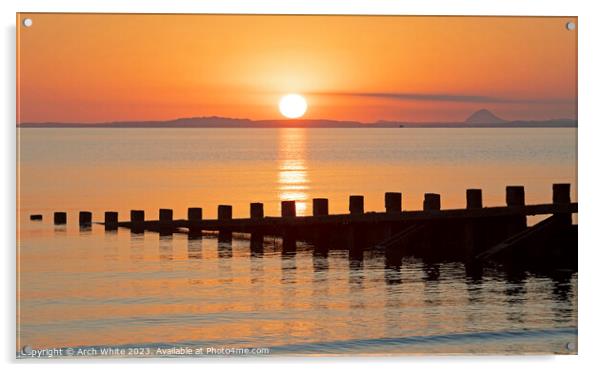 Portobello, sunrise, Firth of Forth Edinburgh, Sco Acrylic by Arch White