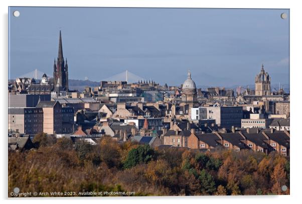 Edinburgh city centre skyline, Scotland, UK Acrylic by Arch White