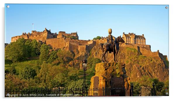 Edinburgh Castle and The Royal Scots Greys monumen Acrylic by Arch White