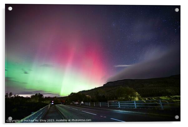 Aurora Above Binevenagh Acrylic by Michael Mc Elroy